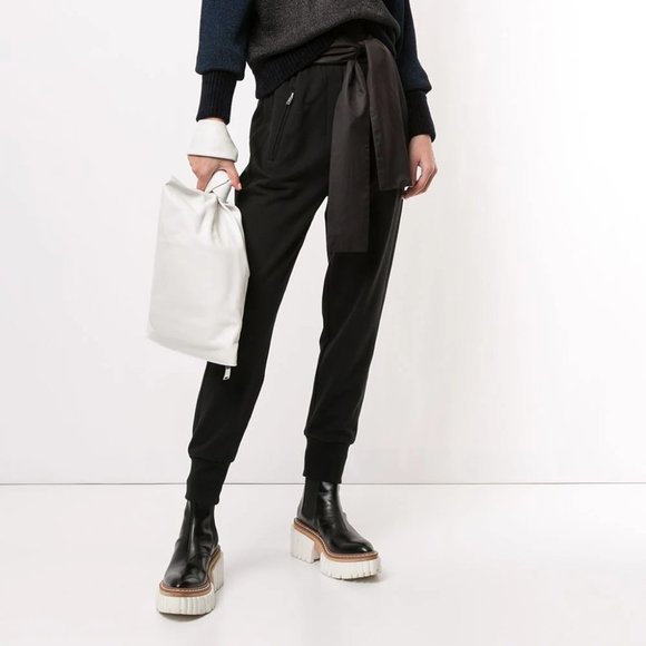 NWT 3.1 Phillip Lim black cotton track pants/joggers with bow tie belt, S - Picture 1 of 3